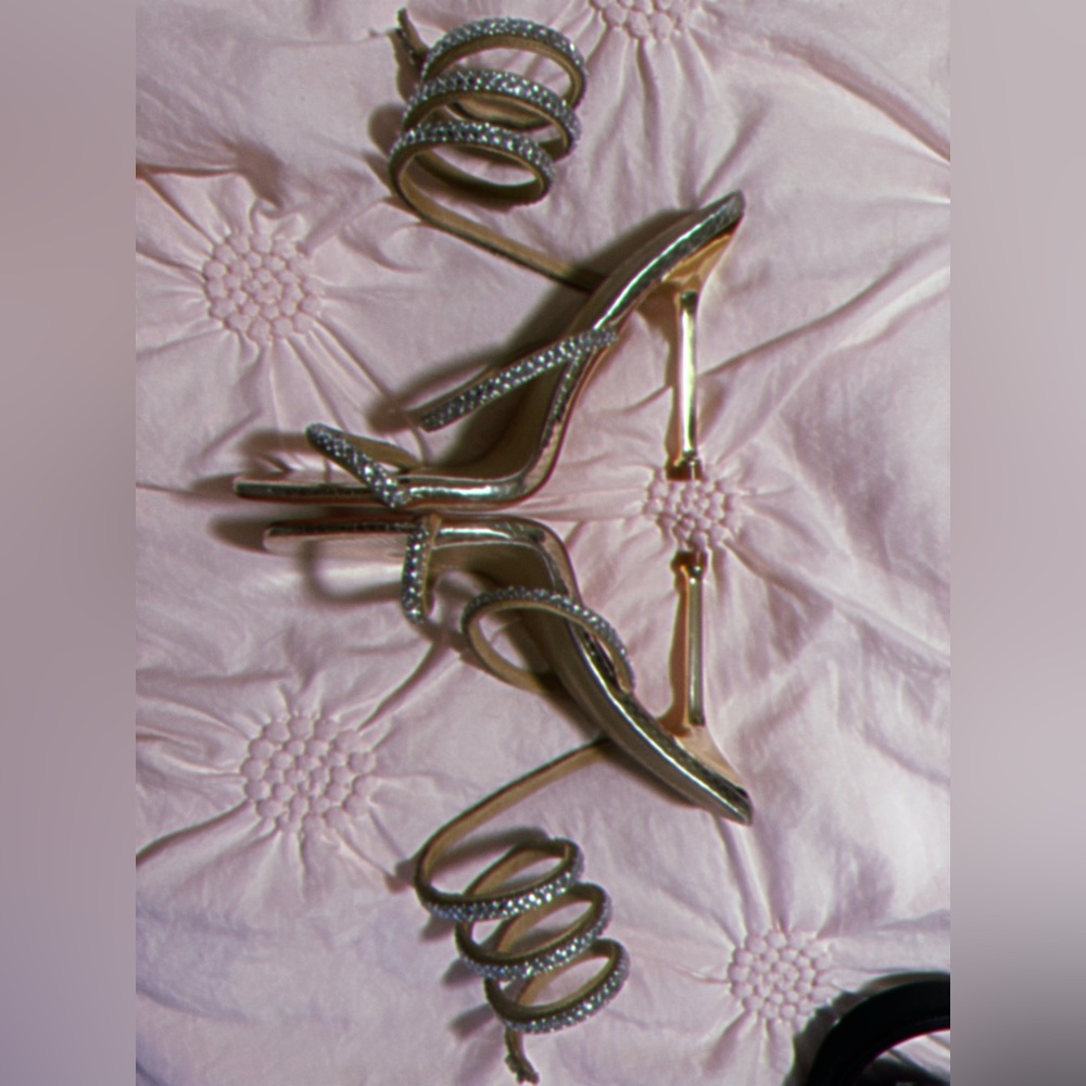 SIMMI LONDON- Gold Diamond Strappy Heels